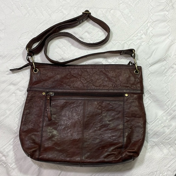 Vintage Fossil Sasha Brown Genuine Distressed Leather Bag Purse Crossbody ZB2987 - Picture 4 of 16